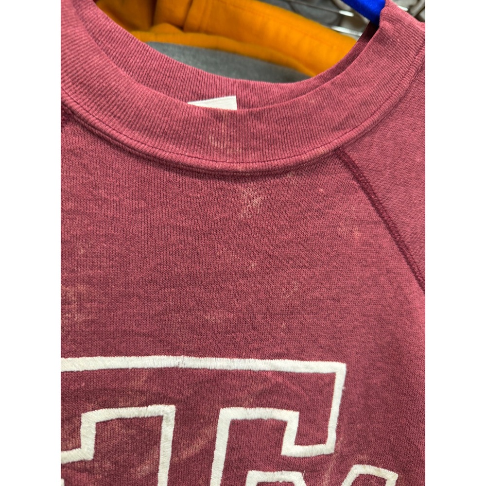 Vintage 80s Texas A&M Aggies Sweatshirt XL Maroon Tournament Apparel Thrashed - Picture 7 of 10